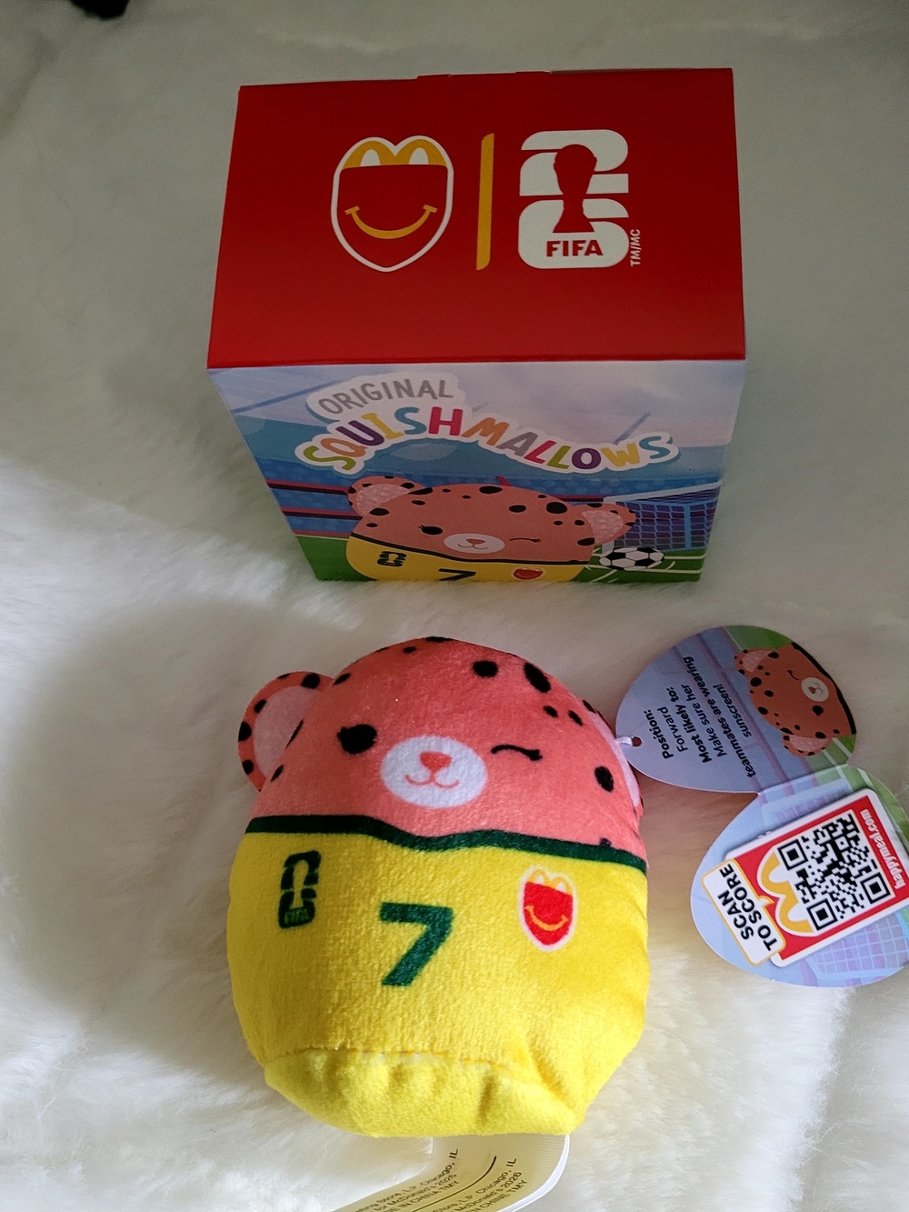 Squishmallows Pink & Yellow Soccer Bear Plush - FIFA McDonald’s Edition